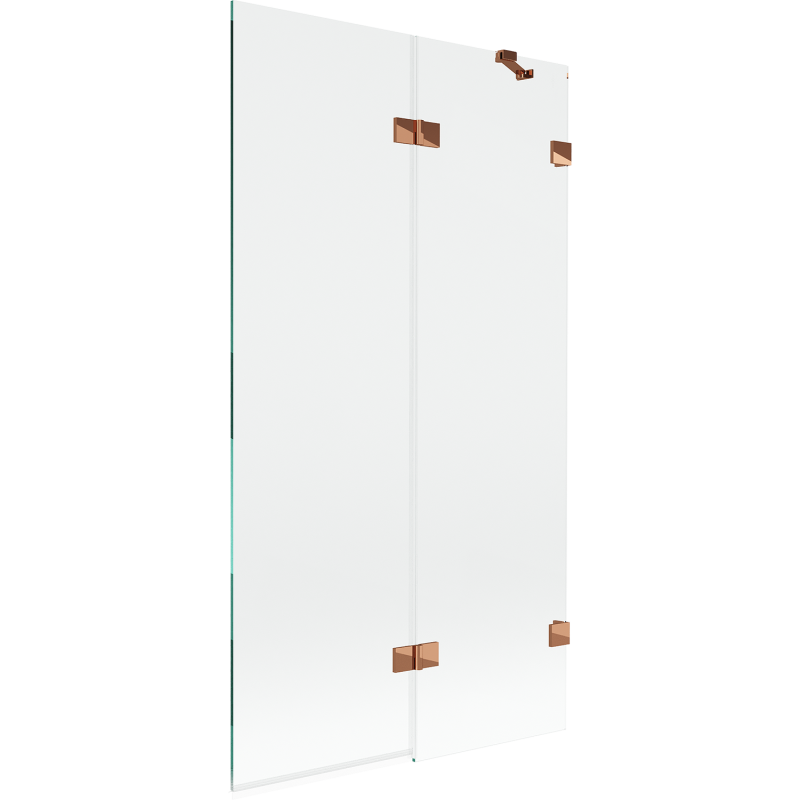 Mexen Lunar dvigubas vonios ekranas dešinysis 100 x 150 cm, skaidrus, rožinis auksas - 897-100-100-60-00-P