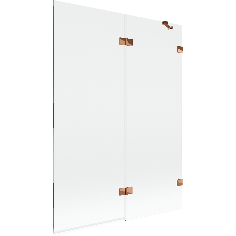 Mexen Lunar 2-dalių vonios ekranas dešinysis 130 x 150 cm, permatomas, rožinis auksas - 897-130-100-60-00-P