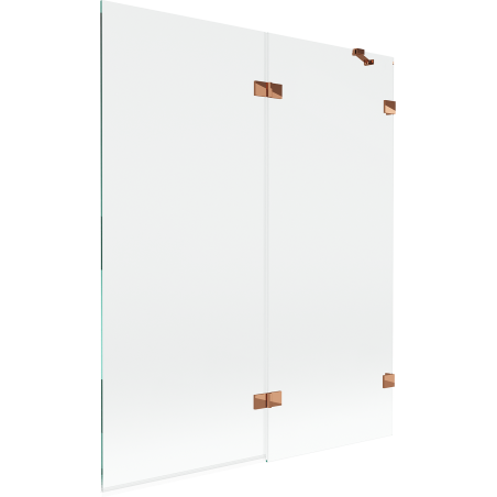 Mexen Lunar dušo stiklas, 2-dalių, dešinysis, 140 x 150 cm, permatomas, rožiniai auksas - 897-140-100-60-00-P