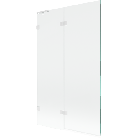 Mexen Lunar L vonios ekranas, 2-dalinis kairysis 110 x 150 cm, permatomas, baltas - 897L-110-100-20-00-L