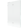 Mexen Lunar L vonios ekranas, 2-dalinis kairysis 110 x 150 cm, permatomas, baltas - 897L-110-100-20-00-L