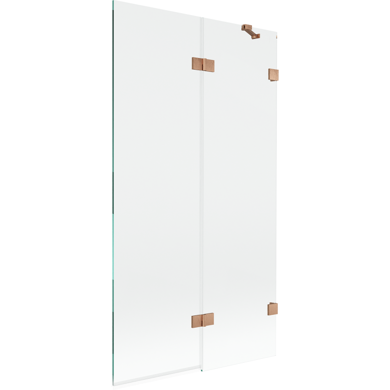 Mexen Lunar vonios uždanga, dviejų dalių teisus 100 x 150 cm, permatomas, šepečiu nuluptas varis - 897-100-100-65-00-P