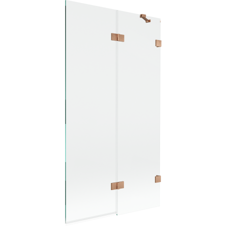 Mexen Lunar dešinioji dviejų dalių vonios dušo pertvara 100 x 150 cm, skaidri, šlifuota varis - 897-100-100-65-00-P