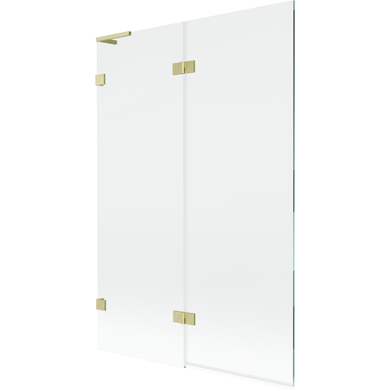 Mexen Lunar L vonios sienelė, 2-durų kairinio montavimo, 120 x 150 cm, skaidri, šlifuotas auksinis - 897L-120-100-55-00-L