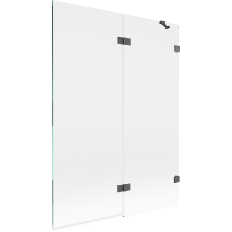 Mexen Lunar dvikrypčio tipo vonios pertvara dešinė 130 x 150 cm, skaidri, gun grey šlifuota - 897-130-100-66-00-P