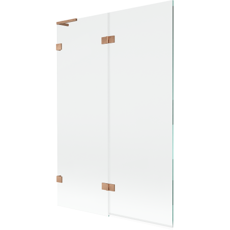 Mexen Lunar L vonios ekranas, 2 dalių, kairysis, 120 x 150 cm, skaidrus, šukuota varis - 897L-120-100-65-00-L