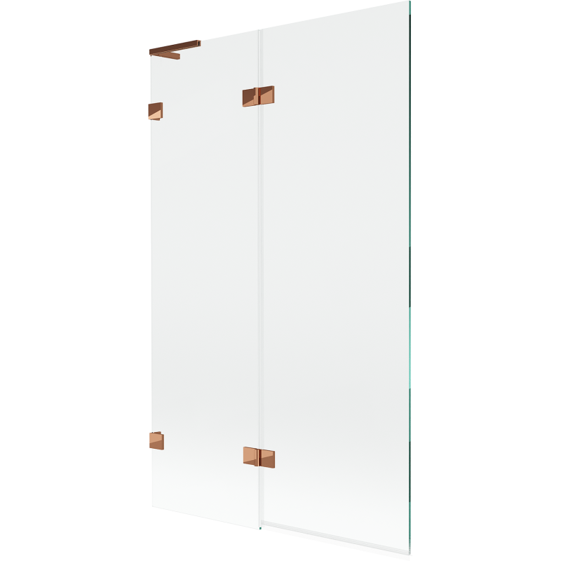 Mexen Lunar L vonios ekrano 2-durys kairysis 110 x 150 cm, permatomas, rožinis auksas - 897L-110-100-60-00-L