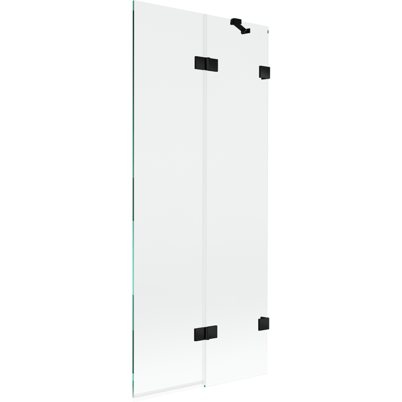 Mexen Lunar vonios dušo pertvara, 2-jų dalių, dešinys 80 x 150 cm, skaidrus, juodas - 897-080-100-70-00-P