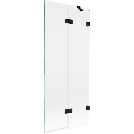 Mexen Lunar vonios dušo pertvara, 2-jų dalių, dešinys 80 x 150 cm, skaidrus, juodas - 897-080-100-70-00-P