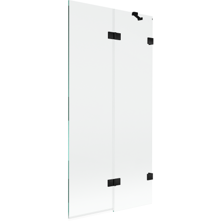 Mexen Lunar vonios pertvara 2 dalių dešinė 90 x 150 cm, permatoma, juoda - 897-090-100-70-00-P