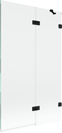 Mexen Lunar vonios pertvara 2-durų dešinė 110 x 150 cm, skaidri, juoda - 897-110-100-70-00-P