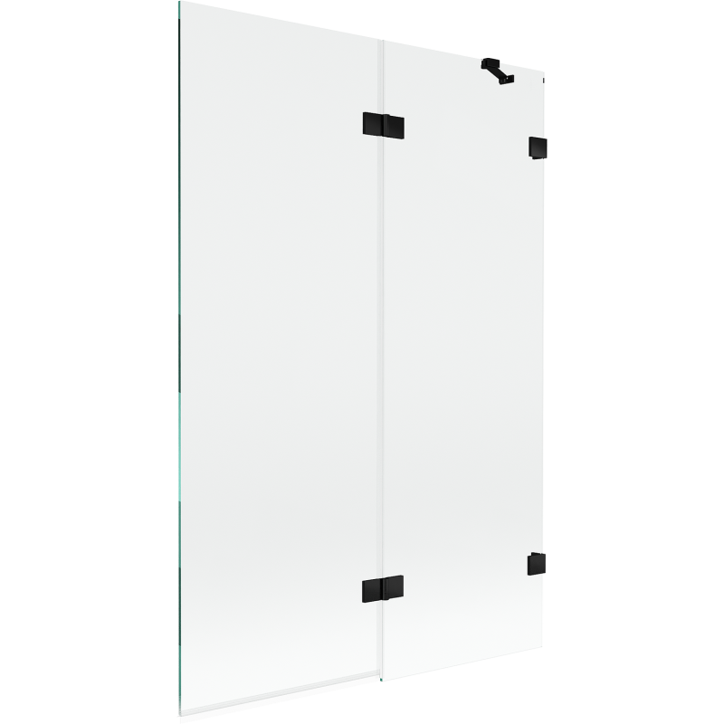 Mexen Lunar vonios dušo pertvara 2-dalių dešininė 120 x 150 cm, skaidri, juoda - 897-120-100-70-00-P