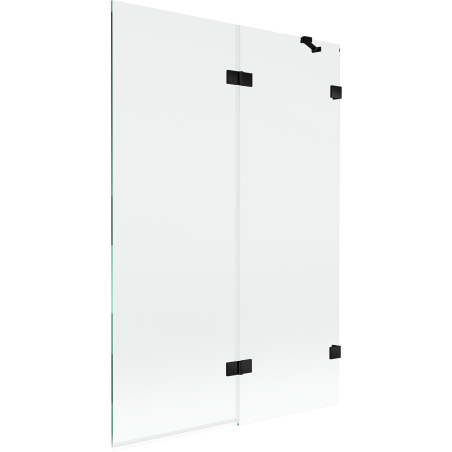 Mexen Lunar vonios dušo pertvara 2-dalių dešininė 120 x 150 cm, skaidri, juoda - 897-120-100-70-00-P