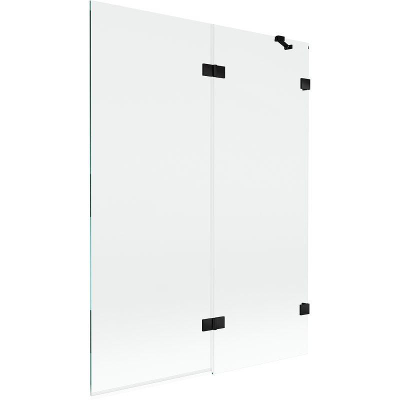Mexen Lunar vonios dušo pertvara, 2-jų durų, dešinės pusės, 130 x 150 cm, permatomas, juodas - 897-130-100-70-00-P