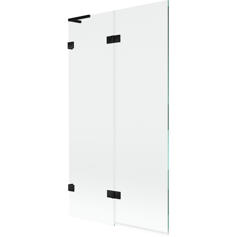 Mexen Lunar L vonios ekranas, 2-jų dalių kairinis 100 x 150 cm, skaidrus, juodas - 897L-100-100-70-00-L