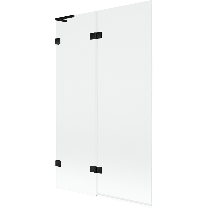 Mexen Lunar L vonios pertvara 2-jų dalių kairė 110 x 150 cm, skaidri, juoda - 897L-110-100-70-00-L