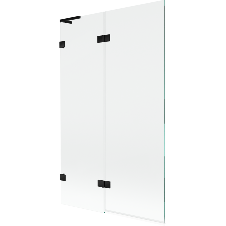 Mexen Lunar L vonios pertvara 2-jų dalių kairė 110 x 150 cm, skaidri, juoda - 897L-110-100-70-00-L