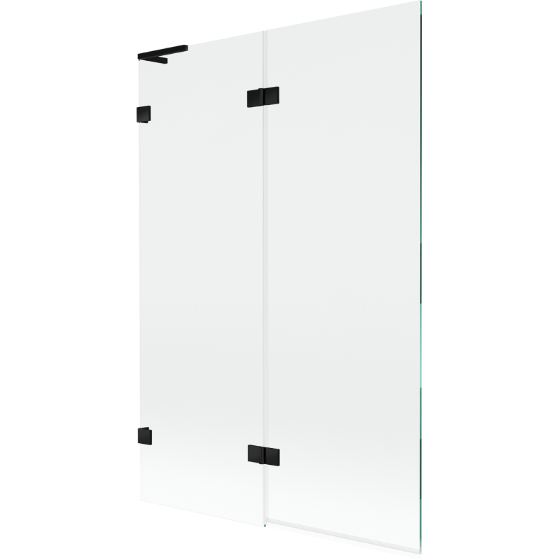 Mexen Lunar L vonios širma, dviejų dalių, kairinis, 120 x 150 cm, permatoma, juoda - 897L-120-100-70-00-L