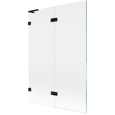 Mexen Lunar L vonios širma, dviejų dalių, kairinis, 120 x 150 cm, permatoma, juoda - 897L-120-100-70-00-L