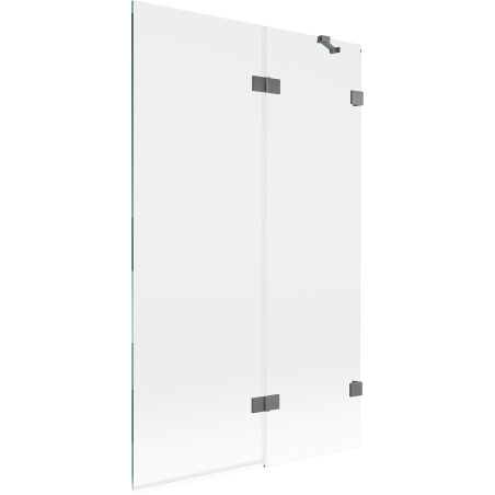 Mexen Lunar vonios kambario pertvara, dviejų sparnų, dešinė, 110 x 150 cm, skaidri, ginklų metalas - 897-110-100-95-00-P