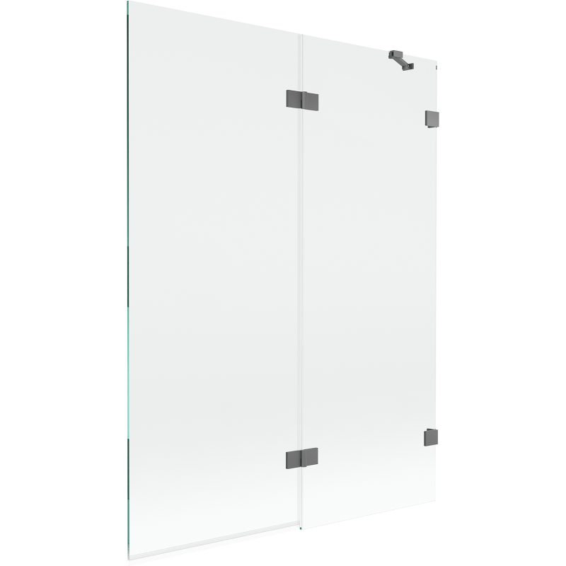 Mexen Lunar dvigubas vonios ekranas dešinysis 130 x 150 cm, skaidrus, gun metal - 897-130-100-95-00-P