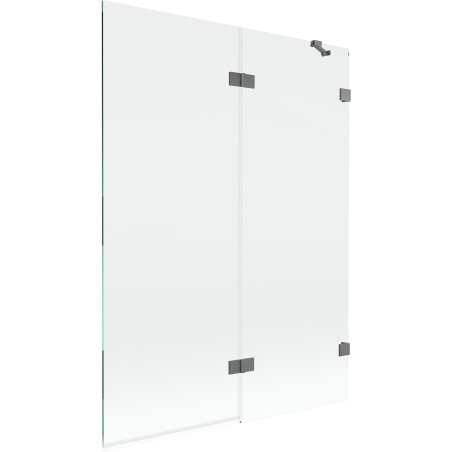 Mexen Lunar dvigubas vonios ekranas dešinysis 130 x 150 cm, skaidrus, gun metal - 897-130-100-95-00-P