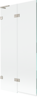 Mexen Lunar L vonios ekrano 2 sparnų, kairė pusė, 90 x 150 cm, permatomas, šepečiu nikeliuotas - 897L-090-100-97-00-L