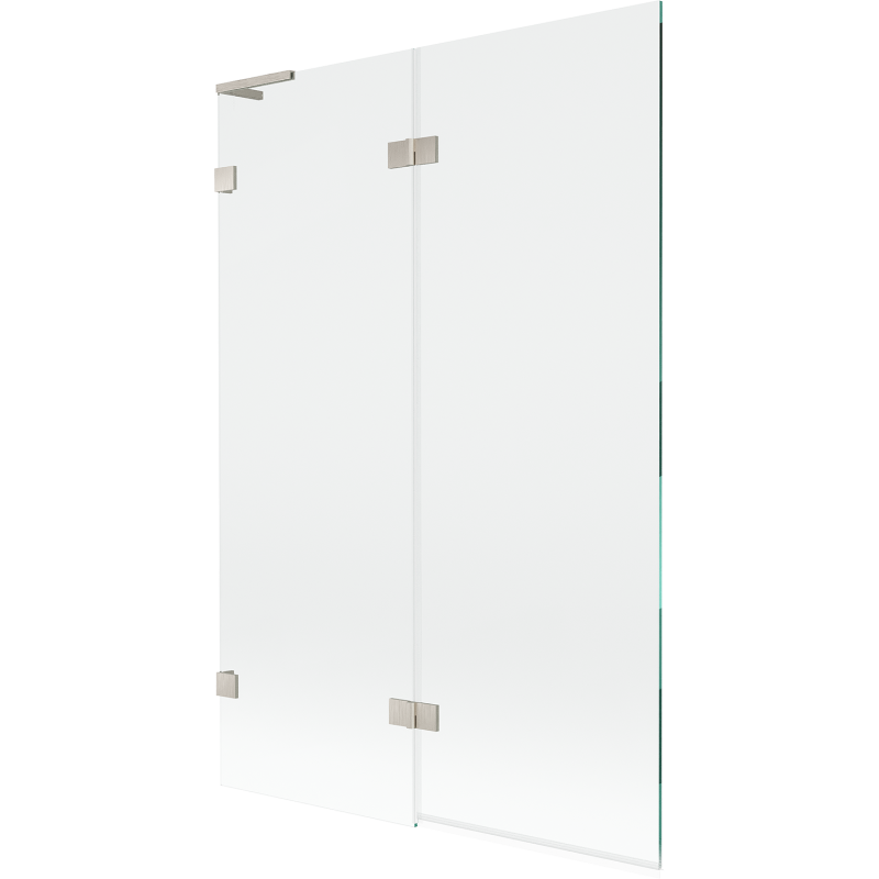 Mexen Lunar L vonios užuolaida su 2 durimis, kairė 120 x 150 cm, permatoma, šlifuotas nikelis - 897L-120-100-97-00-L
