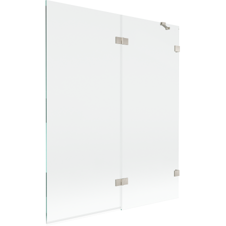 Mexen Lunar dviejų dalių vonios pertvara, dešinė 140 x 150 cm, permatoma, šlifuotas nikelis - 897-140-100-97-00-P