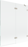 Mexen Lunar dviejų dalių vonios pertvara, dešinė 140 x 150 cm, permatoma, šlifuotas nikelis - 897-140-100-97-00-P