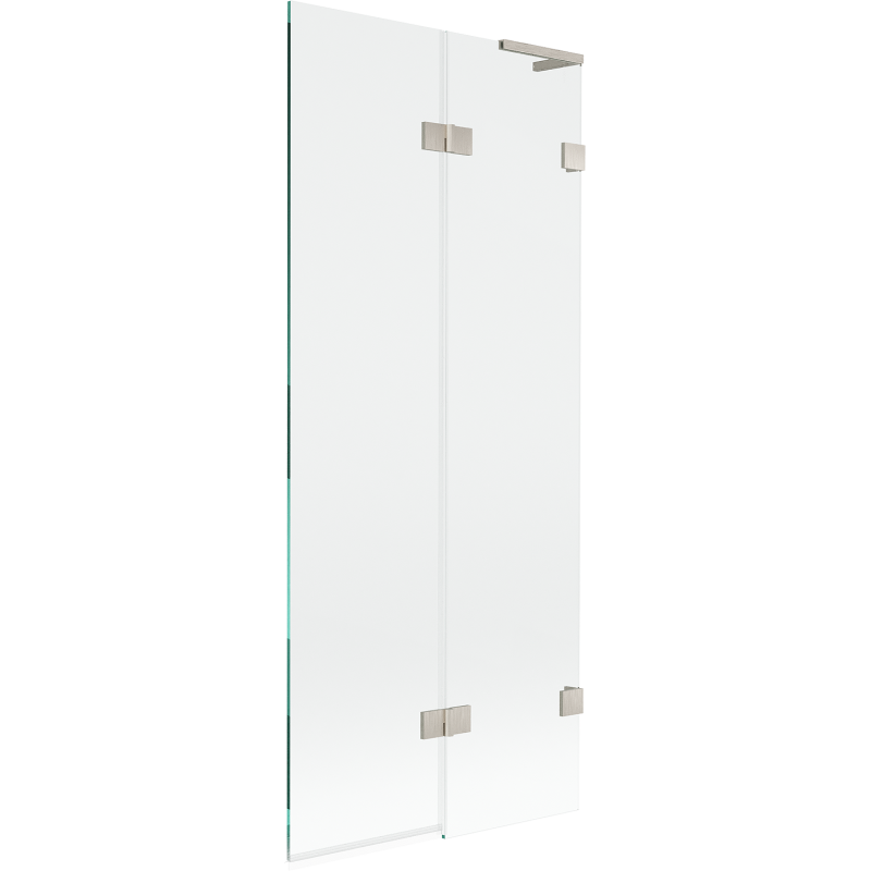 Mexen Lunar L vonios sienelė 2-sparnų dešinė 80 x 150 cm, permatoma, šlifuotas nikelis - 897L-080-100-97-00-P