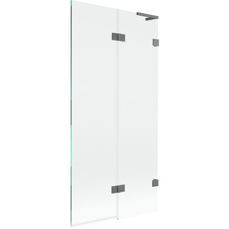 Mexen Lunar L vonios pertvara 2 sparnų, dešinė 90 x 150 cm, skaidri, tamsaus metalo - 897L-090-100-95-00-P