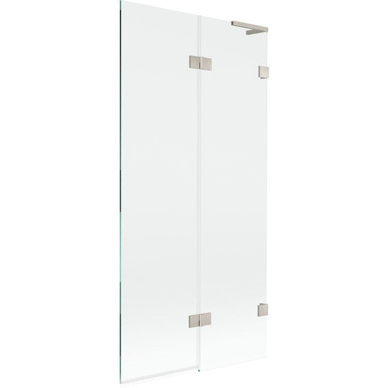 Mexen Lunar L dviejų dalių vonios užuolaida, dešinė, 90 x 150 cm, skaidri, šlifuoto nikelio - 897L-090-100-97-00-P