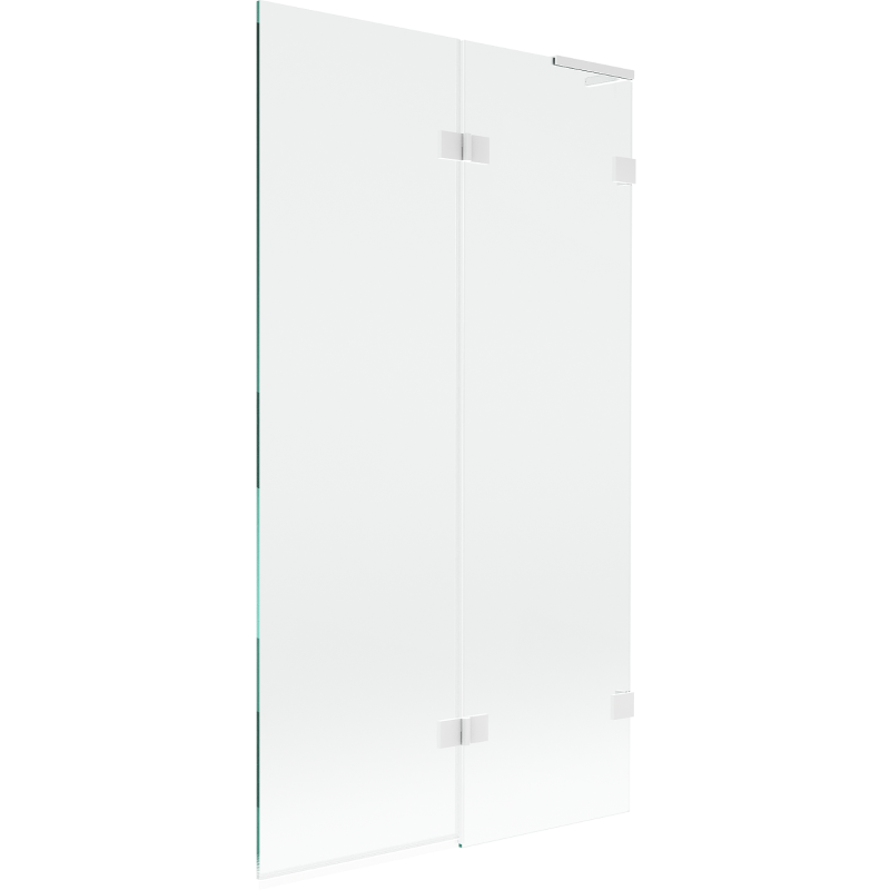 Mexen Lunar L vonios sienelė, 2-durų, dešinė, 100 x 150 cm, skaidrus, baltas - 897L-100-100-20-00-P