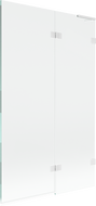 Mexen Lunar L vonios ekranas su 2 durimis, dešinysis, 110 x 150 cm, permatomas, baltas - 897L-110-100-20-00-P