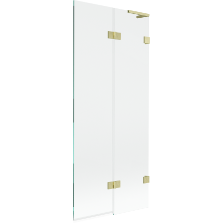 Mexen Lunar L vonios sienelė, 2-dalių, dešinė, 80 x 150 cm, skaidri, šlifuotas auksas - 897L-080-100-55-00-P