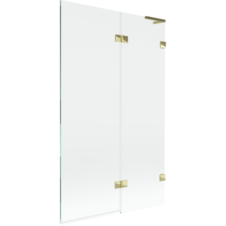 Mexen Lunar L vonios kambario ekranas 2-jų dalių, dešinysis 110 x 150 cm, permatomas, auksinis - 897L-110-100-50-00-P