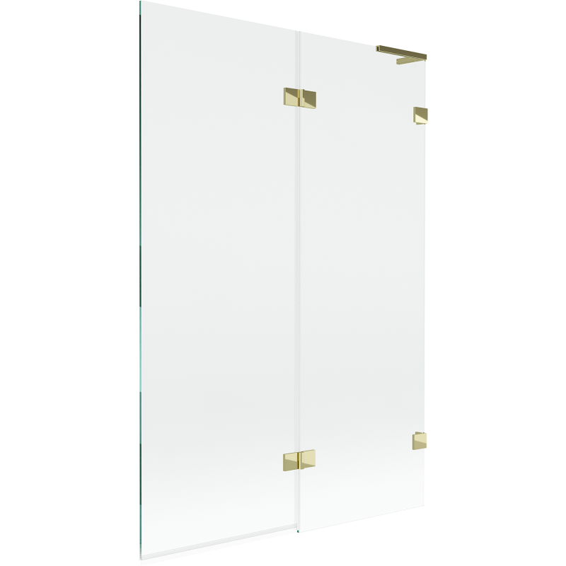 Mexen Lunar L vonios ekranas, 2 durų, dešinėje 120 x 150 cm, skaidrus, auksinis - 897L-120-100-50-00-P