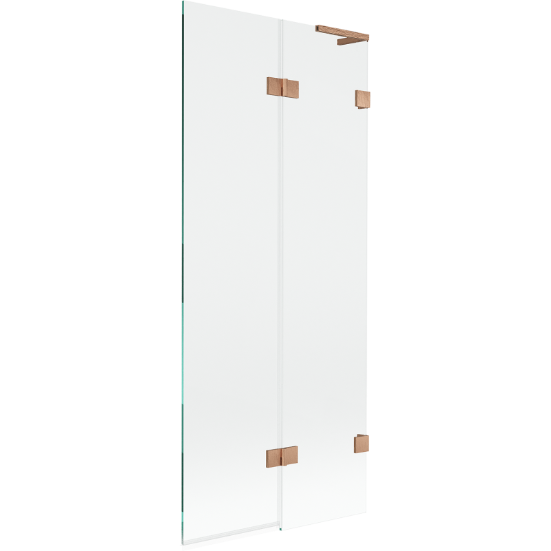 Mexen Lunar L vonios ekranas, dviejų dalių, dešinysis 80 x 150 cm, skaidrus, valcuota varis - 897L-080-100-65-00-P