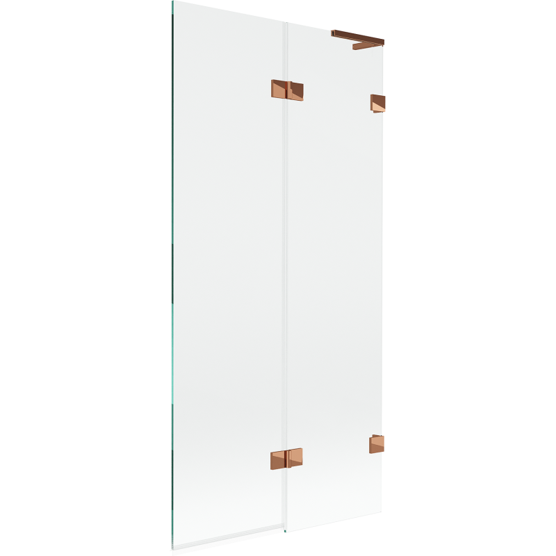 Mexen Lunar L vonios sienelė, 2 dalių, dešininė, 90 x 150 cm, skaidri, rožinis auksas - 897L-090-100-60-00-P