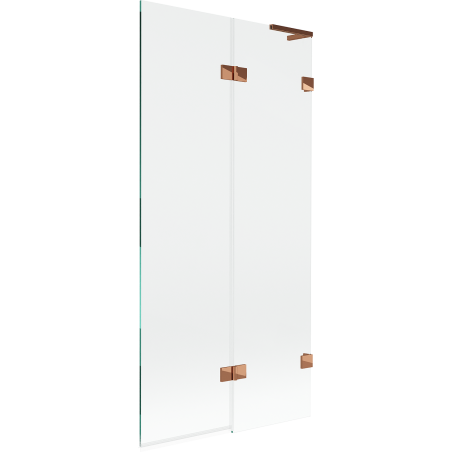 Mexen Lunar L vonios sienelė, 2 dalių, dešininė, 90 x 150 cm, skaidri, rožinis auksas - 897L-090-100-60-00-P
