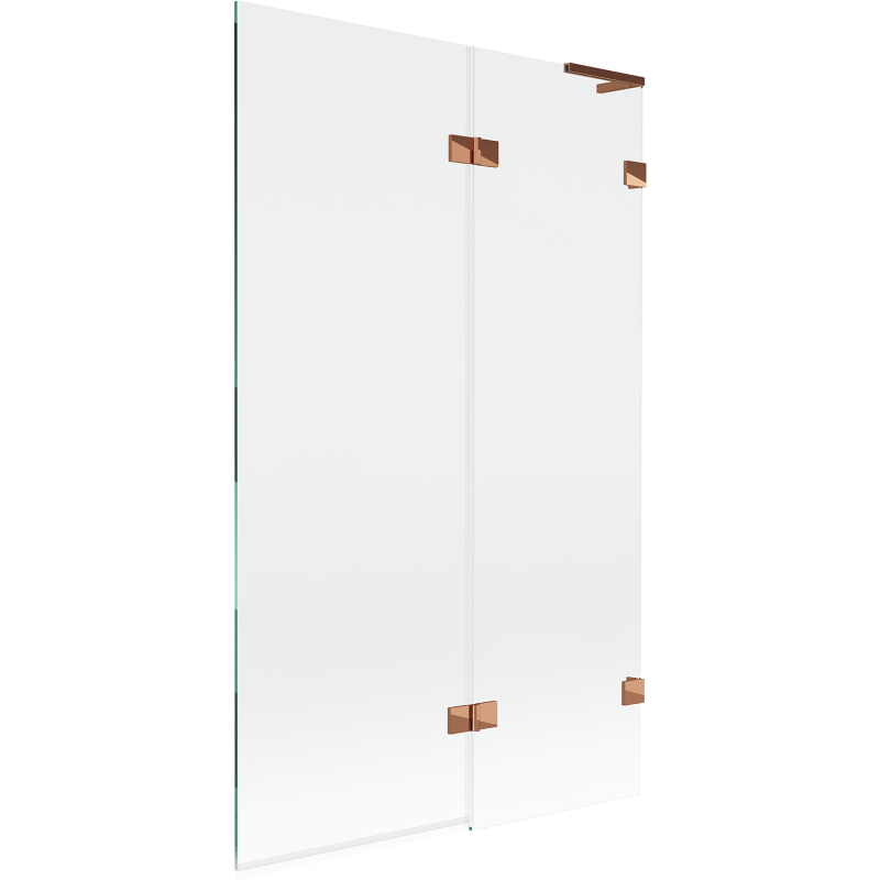 Mexen Lunar L vonios pertvara dvi durys, teisinga 110 x 150 cm, skaidri, rožinis auksas - 897L-110-100-60-00-P