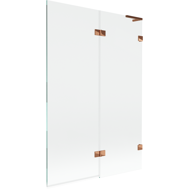 Mexen Lunar L vonios širmos 2-durų dešinė 120 x 150 cm, permatoma, rožinis auksas - 897L-120-100-60-00-P