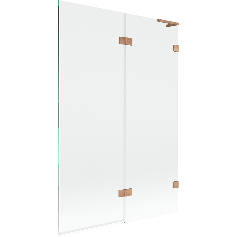 Mexen Lunar L dviejų dalių vonios širma, dešinė, 120 x 150 cm, skaidri, šepečiu dengta varis - 897L-120-100-65-00-P