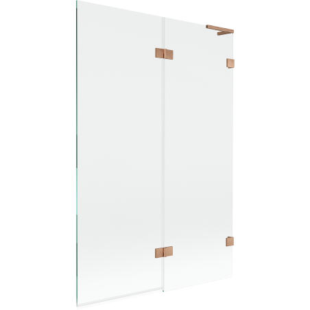 Mexen Lunar L dviejų dalių vonios širma, dešinė, 120 x 150 cm, skaidri, šepečiu dengta varis - 897L-120-100-65-00-P