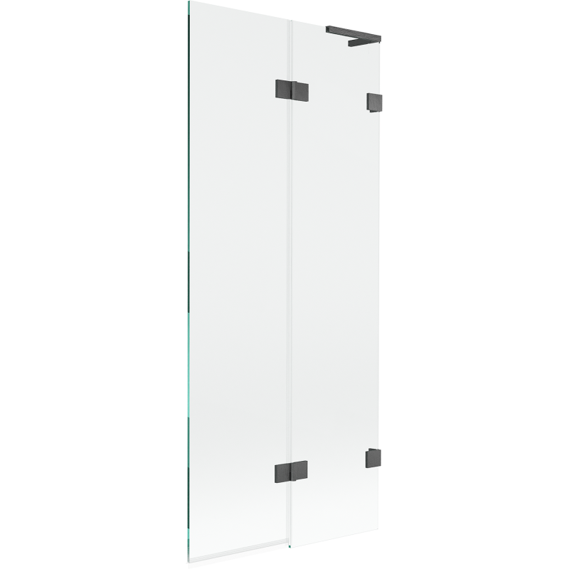 Mexen Lunar L vonios pertvara, 2 dalių, dešinė, 80 x 150 cm, permatoma, šlifuota pilka spalva - 897L-080-100-66-00-P