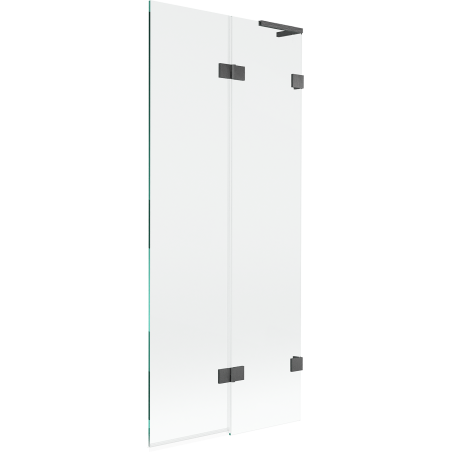 Mexen Lunar L vonios pertvara, 2 dalių, dešinė, 80 x 150 cm, permatoma, šlifuota pilka spalva - 897L-080-100-66-00-P