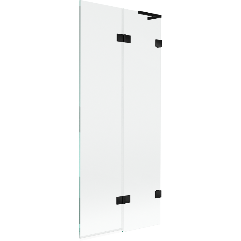 Mexen Lunar L vonios ekranas, dviejų dalių, dešinysis, 80 x 150 cm, permatomas, juodas - 897L-080-100-70-00-P