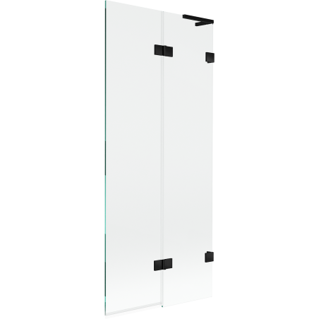 Mexen Lunar L vonios ekranas, dviejų dalių, dešinysis, 80 x 150 cm, permatomas, juodas - 897L-080-100-70-00-P