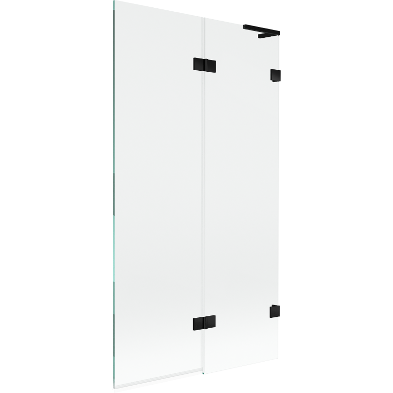 Mexen Lunar L vonios sienelė, 2 sparnų, dešinė 100 x 150 cm, skaidri, juoda - 897L-100-100-70-00-P
